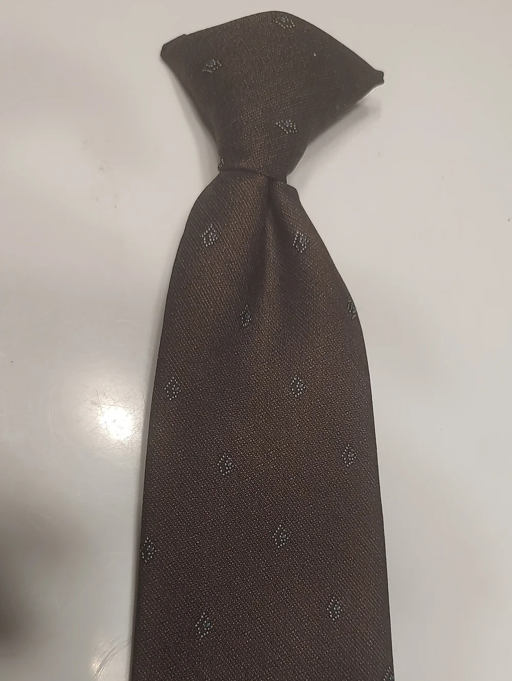 Mid century Boys Clip On Tie Brown/Gray